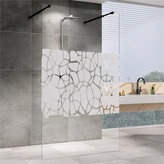 ABBER Immer Offen Душевая перегородка профиль - черный / стекло - прозрачное с рисунком ширина 100 см AG68100BF8