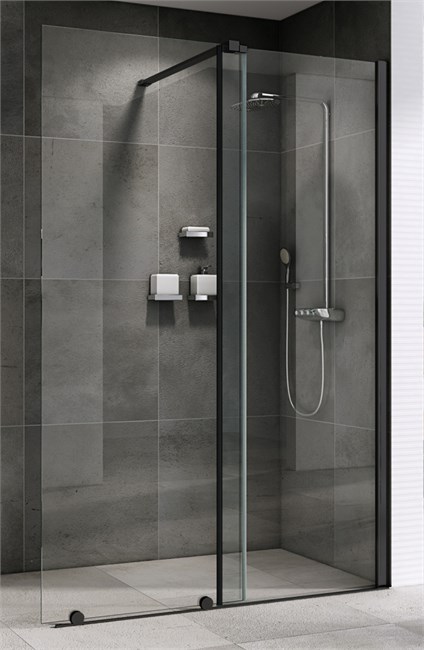 ABBER Komfort Душевая перегородка профиль - черный / стекло - прозрачное ширина 120 см AG09120B