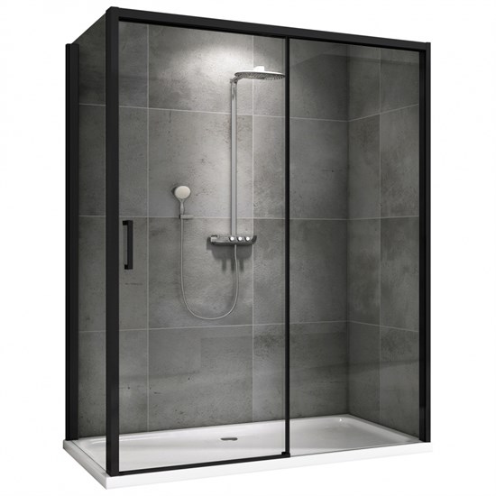 ABBER Komfort Душевой уголок прямоугольный двери раздвижные размер 120x100 см, профиль - черный / стекло - прозрачное AG93120B-S102B