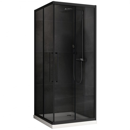 ABBER Schwarzer Diamant Душевой уголок квадратный двери раздвижные размер 100x100 см, профиль - черный / стекло - тонированное AG02100BDTH