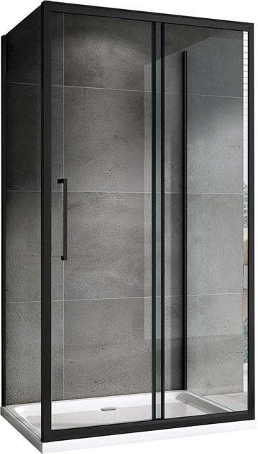 ABBER Schwarzer Diamant Душевой уголок прямоугольный двери раздвижные размер 160x60 см, профиль - черный / стекло - прозрачное AG30160BH-S60B-S60B
