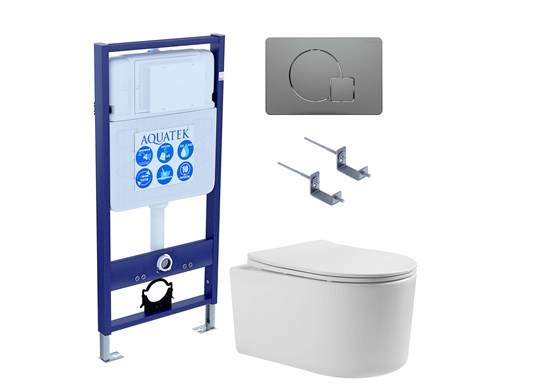 AQUATEK SET МИЯ 4в1 (рама Standard INS-0000012+ кркпеж KKI-0000002+клавиша KDI-0000070+унитаз МИЯ AQ2004-00 с тонким сиденьем soft-close) SET AQUATEK МИЯ-070 4в1