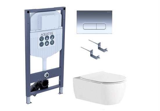 AQUATEK SET ЕВРОПА New-016/023 (рама INS-0000023 +крепление KKI-0000002 +кнопка KDI-0000016 +унитаз AQ1106L-00 с тонким сиденьем sc) SET AQUATEK ЕВРОПА New-016/023