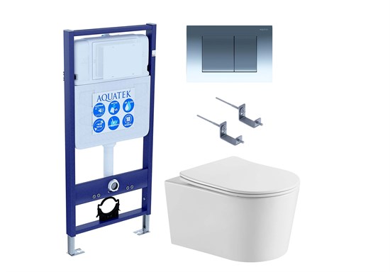 AQUATEK SET ОБЕРОН T KDI10 (рама Standard INS-0000012 с клавишей KDI-0000010 и крепежом KKI-0000002 +унитаз ОБЕРОН AQ1365T-00 с сиденьем sc) SET AQUATEK ОБЕРОН T KDI10