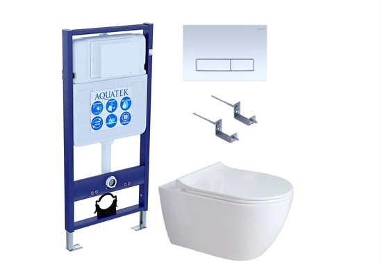 AQUATEK SET ПОЛАРИС (рама Standard INS-0000012+унитаз ПОЛАРИС AQ0700-01 с тонким сиденьем soft-close+ крепеж KKI-0000002 +панель KDI-0000021) SET AQUATEK ПОЛАРИС-01-021 4в1