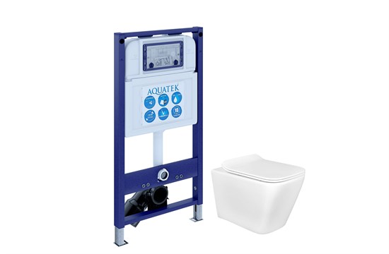 AQUATEK Set ДЕЛЬТА INS25 (рама INS-0000025 (без клавиши и крепежа) + унитаз Дельта AQ1911-00, тонкое сиденье с механизмом плавного закрывания Set AQUATEK ДЕЛЬТА INS25