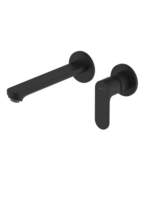 AQUATEK Alpha Смеситель для раковины настенный (внешняя и скрытая часть), матовый черный AQ1913MB