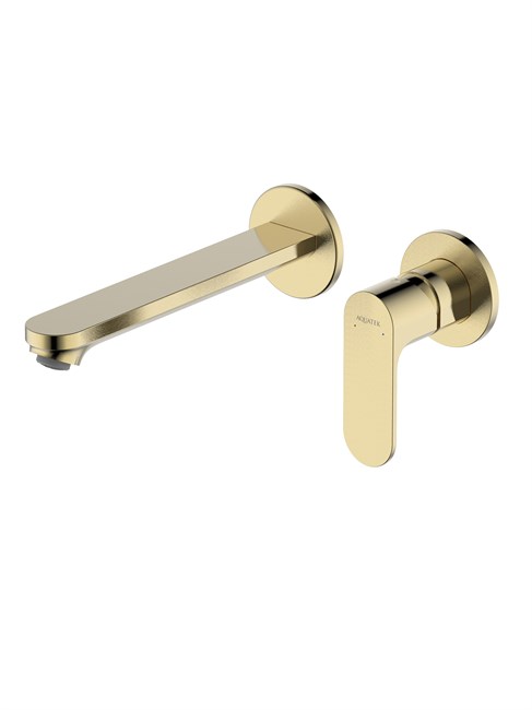 AQUATEK Alpha Смеситель для раковины настенный (внешняя и скрытая часть), шлиф. золото AQ1913BG