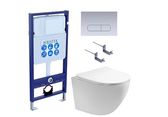 AQUATEK SET ЕВРОПА T-17-KDI14 (рама INS-0000017 +клавиша KDI-0000014 +крепеж KKI-0000002 +унитаз ЕВРОПА AQ1900T-00 с тонким сиденьем sc) SET AQUATEK ЕВРОПА T-17-KDI14