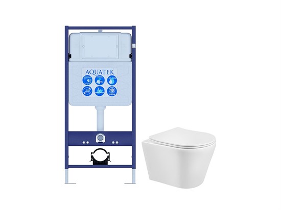 AQUATEK SET ВЕГА New (рама Standard INS-0000012 (без клавиши и крепежа) + унитаз ВЕГА AQ1804T-00 с тонким сиденьем soft-close) SET AQUATEK ВЕГА New
