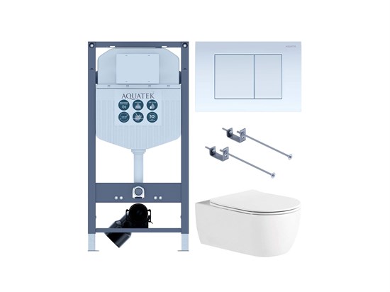 AQUATEK SET ЕВРОПА New-009/023 (рама INS-0000023 +крепление KKI-0000001 +кнопка KDI-0000009 +унитаз AQ1106L-00 с тонким сиденьем sc) SET AQUATEK ЕВРОПА New-009/023