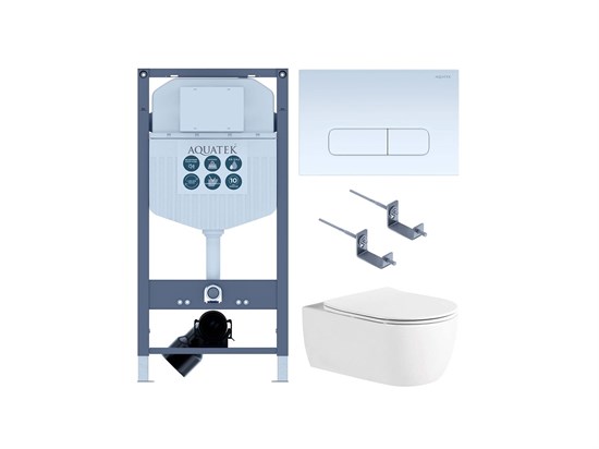 AQUATEK Set ЕВРОПА New-013/023 (рама INS-0000023+крепление KKI-0000002 +кнопка KDI-0000013 + унитаз AQ1106L-00+тонкое сиденье с механиз) Set AQUATEK ЕВРОПА New-013/023