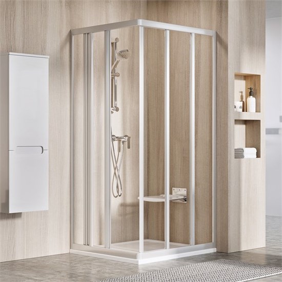 RAVAK Supernova Душевой уголок квадратный размер 90x90 см двери раздвижные, профиль - сатин / стекло - полистирол 15V70U0211