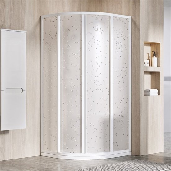 RAVAK Supernova Душевой уголок четверть круга размер 80x80 см двери раздвижные, профиль - белый / стекло - полистирол 3114O10211