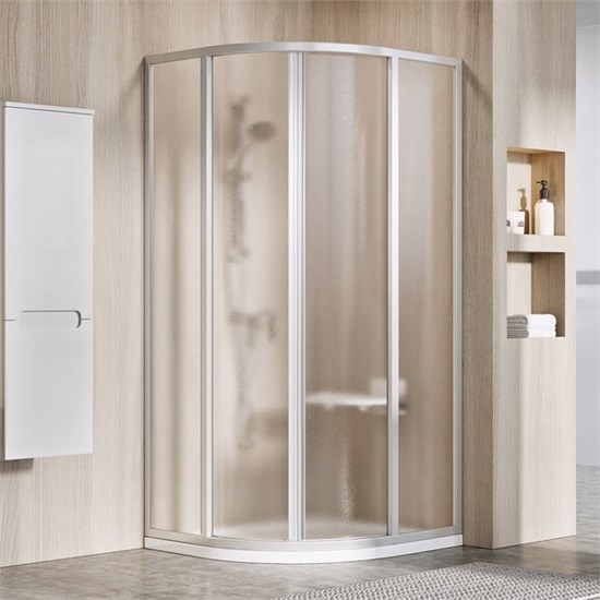 RAVAK Supernova Душевой уголок четверть круга размер 80x80 см двери раздвижные, профиль - сатин / стекло - матовое 3114OU02ZG