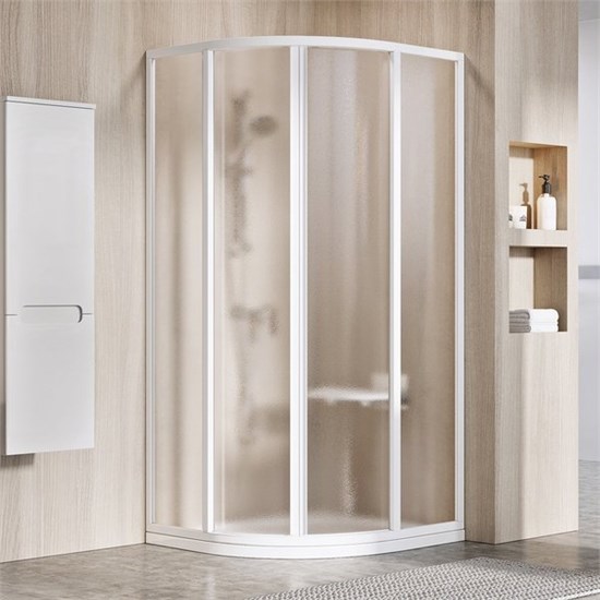 RAVAK Supernova Душевой уголок четверть круга размер 90x90 см двери раздвижные, профиль - белый / стекло - матовое 3117O102ZG