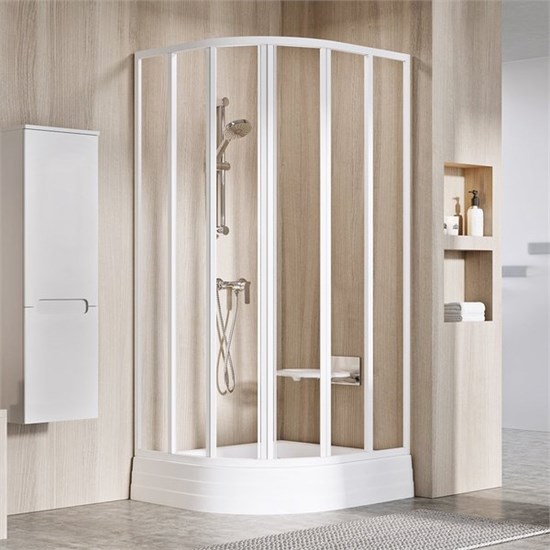 RAVAK Supernova Душевой уголок четверть круга размер 90x90 см двери раздвижные, профиль - белый / стекло - прозрачное 3207O102Z1