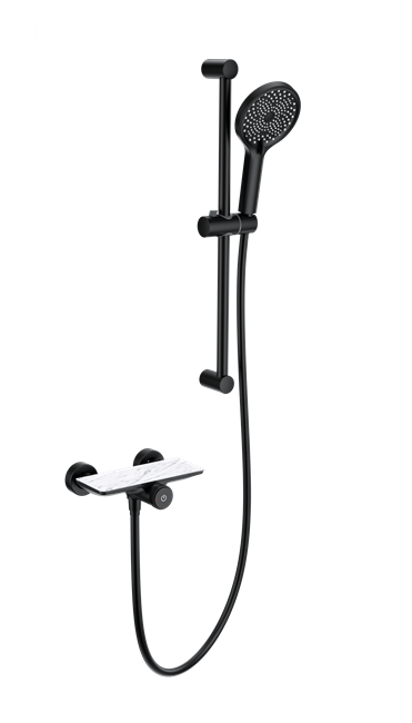 WONZON & WOGHAND Смеситель для душа с гарнитуром ClickPlate, Черный матовый (WW-B2052-A-MB) WW-B2052-A-MB