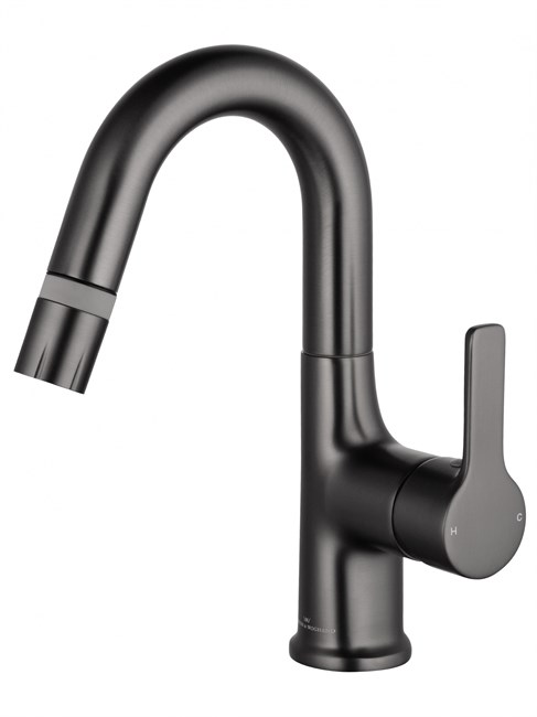 WONZON & WOGHAND Смеситель для раковины с выдвижным изливом , Темный графит (WW-FE01L212-BGG) WW-FE01L212-BGG