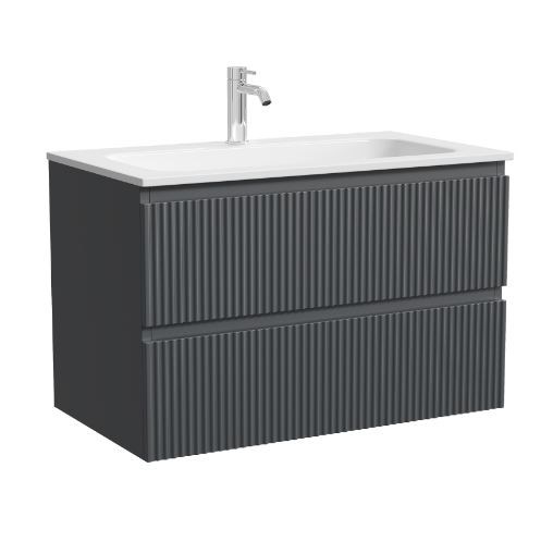 SANCOS Тумба подвесная Сноб Р (Snob R) 790х445х500, c двумя ящиками оснащенными доводчиками, темный антрацит матовый, арт.SNR80MDH SNR80MDH