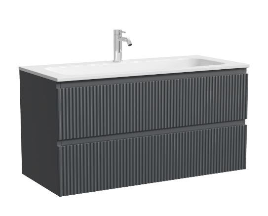 SANCOS Тумба подвесная Сноб Р (Snob R) 995х445х500, c двумя ящиками оснащенными доводчиками, темный антрацит матовый, арт.SNR100MDH SNR100MDH