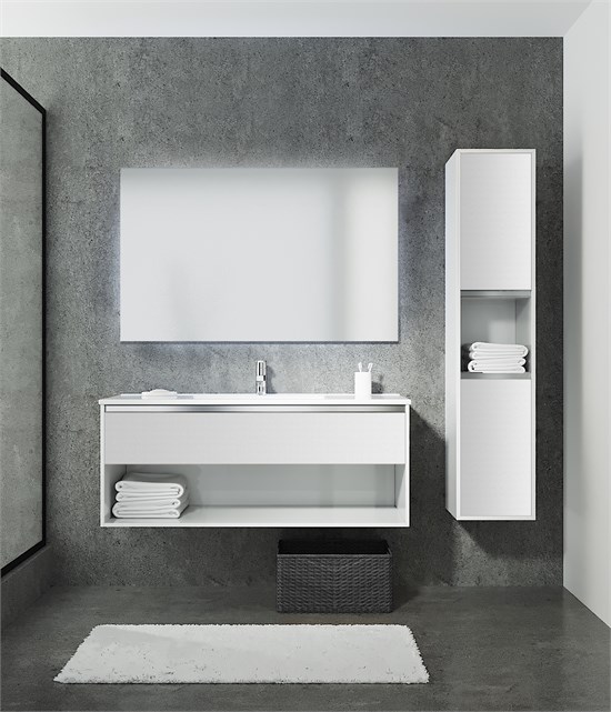 SANVIT КОНТУР Тумба подвесная для ванной комнаты, 1 выдвижной ящик, 1 открытая ниша (раковина r9060d) kkont060w