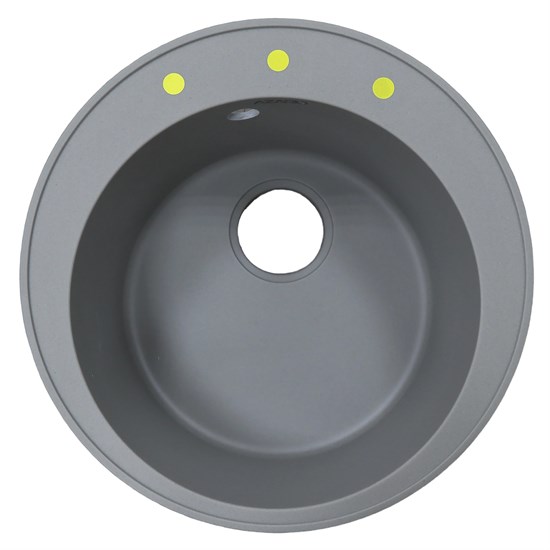 AZARIO Кухонная мойка Sivas 480х480х197 кварцевая, круглая, сифон в комплекте, цвет Серый (CS00097656) CS00097656
