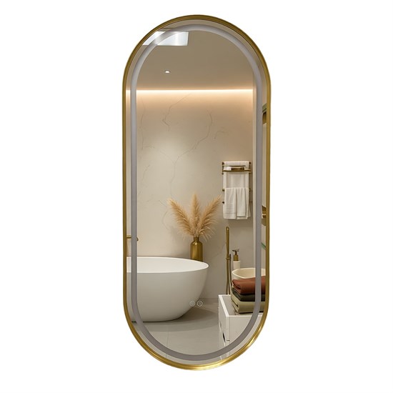 AZARIO Зеркало с подсветкой в ванную Блейк 1200х500х50 АZ-LED011625 цвет золотой матовый АZ-LED011625