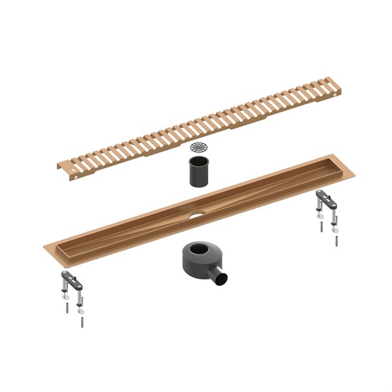 TIMO Душевой лоток Drain System 700 с вставкой "lines", розовое золото (DS230107/19) DS230107/19