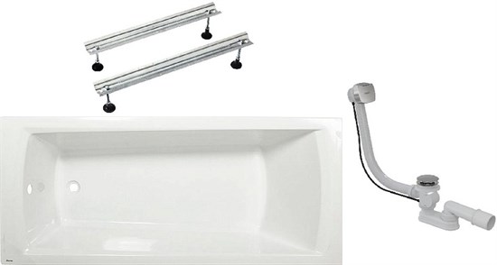 RAVAK SET-набор акриловая ванна DOMINO PLUS 180x80 с опорой и сливом-переливом 70508040