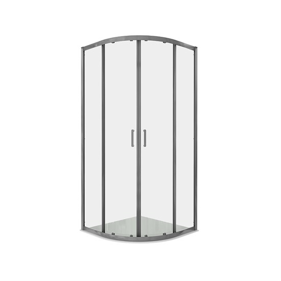 AQUATEK Душевой уголок 1/4 круга, двери раздвижные, 200x90x90 см, профиль оружейная сталь, стекло прозрачное, закаленное AQ.RO.090.1GM