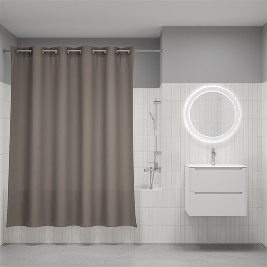 IDDIS Штора для ванной Бэйс (Base) 200x180 см, полиэстер, светло-коричневый (TS06P18i11) TS06P18i11