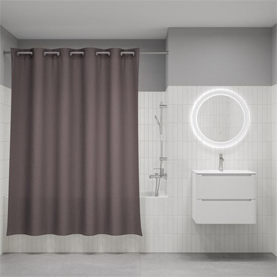 IDDIS Штора для ванной Бэйс (Base) 200x180 см, полиэстер, коричневый (TS03P18i11) TS03P18i11