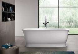 BELBAGNO BB400 Ванна акриловая отельностоящая овальная в комплекте со сливом-переливом цвета хром - фото 44221