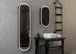 CONTINENT Зеркало-шкаф ELMAGE 450х1600 черный со светодиодной подсветкой