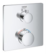 GROHE 24079000 Grohtherm Термостатический смеситель для душа с переключателем на 2 положения верхний-ручной душ, квадратная розетка, хром