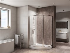 BELBAGNO Due Душевой уголок полукруглый-ассиметричный, размер 100х80 см, двери раздвижные, стекло 5 мм DUE-RH-2-100/80-C-Cr