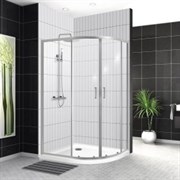 BELBAGNO Uno-195 Душевой уголок полукруглый-ассиметричный, размер 100х80 см, двери раздвижные, стекло 5 мм