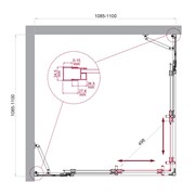 BELBAGNO Luce Душевой уголок квадратный размер 110x110 см профиль - хром / стекло - матовое, двери раздвижные, стекло 6 мм