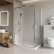 BELBAGNO Luce Душевой уголок прямоугольный размер 100x80 см профиль - хром / стекло - прозрачное, двери раздвижные, стекло 6 мм