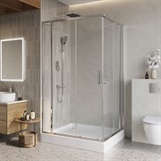 BELBAGNO Luce Душевой уголок прямоугольный размер 140x110 см профиль - хром / стекло - прозрачное, двери раздвижные, стекло 6 мм