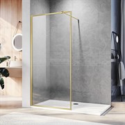 VECONI Душевая перегородка Korato KR-81G, 1100x2000, брашированное золото, стекло прозрачное KR81G-110-01-C8