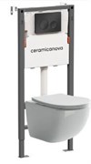 CERAMICA NOVA Комплект Подвесной унитаз FORMA Rimless + Система инсталляции Balance кнопка Circle, черный матовый CN3009_121001MB