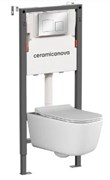 CERAMICA NOVA Комплект Подвесной унитаз NEW DAY Rimless + Система инсталляции Balance кнопка Square, хром глянцевый CN3005_121002CH