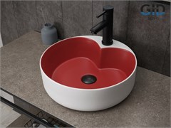 GID Раковина N9013LS 52237 накладная красная матовая / белый графит 40x40x13 GID-52237