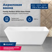 AQUANET Family Ванна акриловая асимметричная отдельностоящая / пристенная размер 170x75 см, цвет белый AQUANET-13775-GW