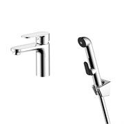 AQUATEK AQ1812CR НИКА Смеситель для раковины 90 без донного клапана с гигиеническим ручным душем, хром AQ1812CR