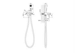 AQUATEK AQ1719BGM ЛУГАНО Комплект для гигиенического душа встроенный (Смеситель + гигиеническая лейка + шланг), оружейная сталь AQ1719BGM