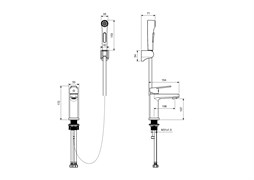 AQUATEK AQ1712BGM ЛУГАНО Смеситель для раковины 106 с гигиеническим ручным душем, оружейная сталь AQ1712BGM