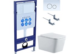 AQUATEK Либра New SET (рама AQUATEK Standard INS-0000012 с клавишей KDI-0000015 и крепежом KKI-0000002+унитаз ЛИБРА N AQ0530N-00 с тонким сиденьем sc, белый SET AQUATEK ЛИБРА N KDI15